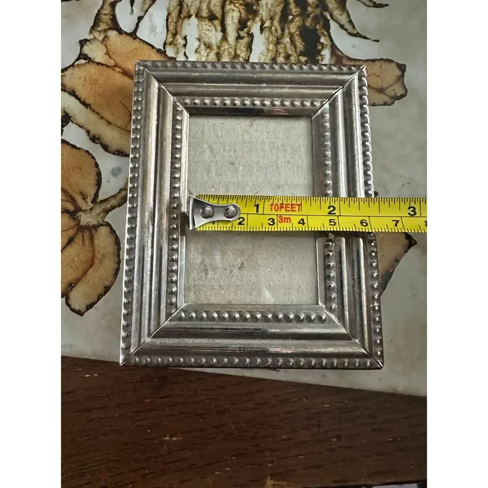 Silver patina tarnish vintage home decor wall 2x3 romantic Victorian antique